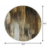 8' Chocolate And Brown Abstract Shag Washable Round Rug With UV Protection - HomeRoots - Flyclothing LLC