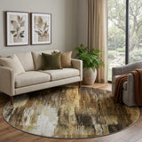 8' Chocolate And Brown Abstract Shag Washable Round Rug With UV Protection - HomeRoots - Flyclothing LLC