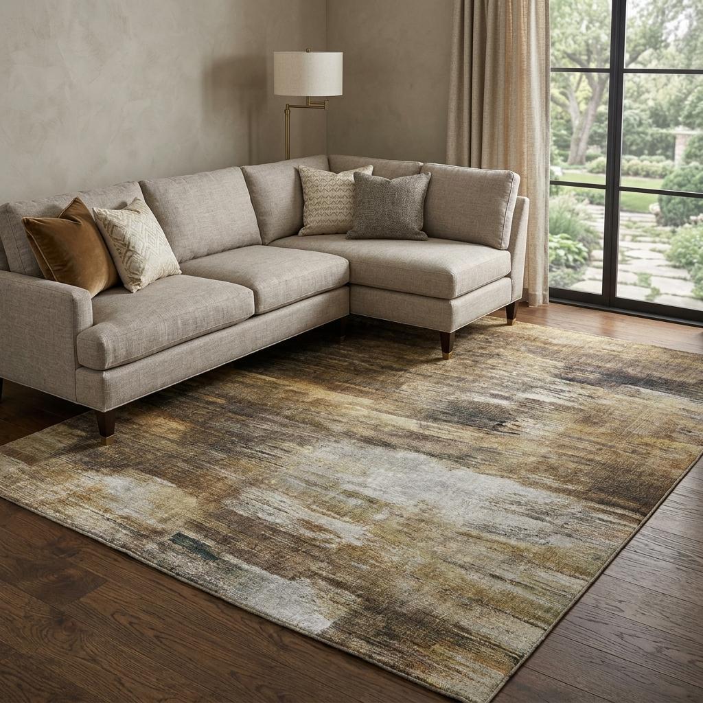 8' X 10' Chocolate And Brown Abstract Shag Washable Area Rug With UV Protection - HomeRoots - Flyclothing LLC