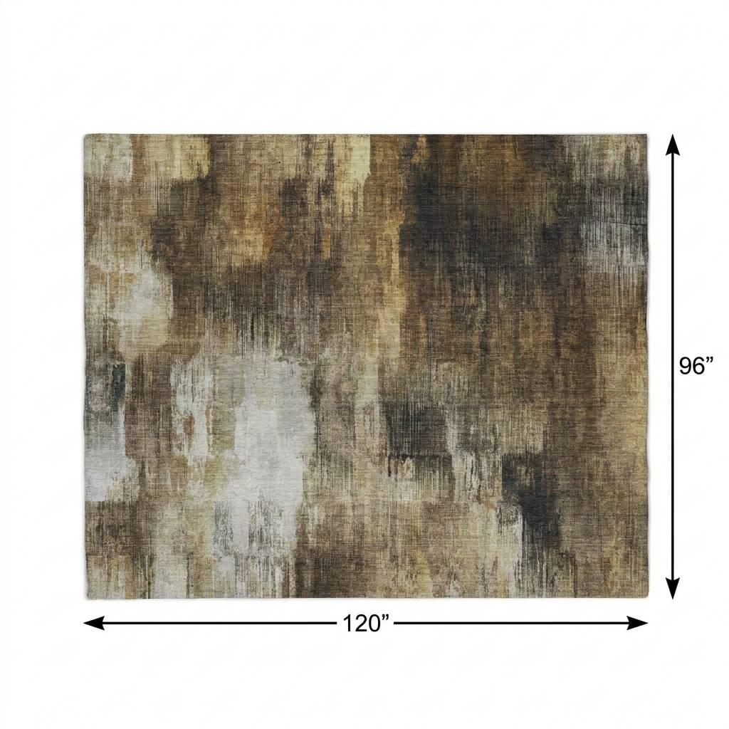8' X 10' Chocolate And Brown Abstract Shag Washable Area Rug With UV Protection - HomeRoots - Flyclothing LLC