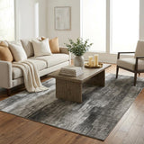 5' X 8' Gray And Black Abstract Shag Washable Area Rug With UV Protection - HomeRoots - Flyclothing LLC