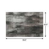 5' X 8' Gray And Black Abstract Shag Washable Area Rug With UV Protection - HomeRoots - Flyclothing LLC