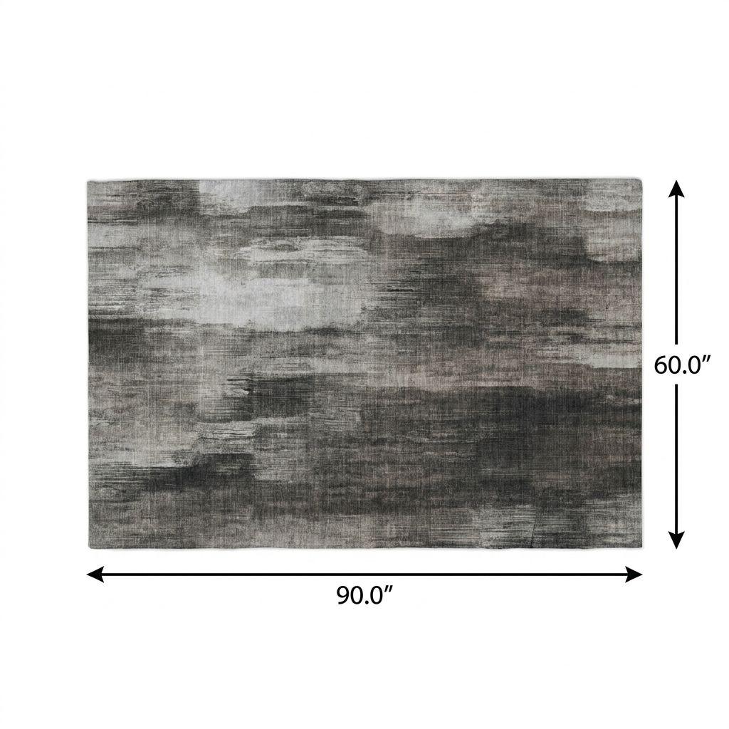 5' X 8' Gray And Black Abstract Shag Washable Area Rug With UV Protection - HomeRoots - Flyclothing LLC