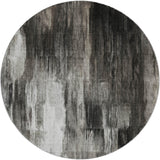 8' Gray And Black Abstract Shag Washable Round Rug With UV Protection - HomeRoots - Flyclothing LLC