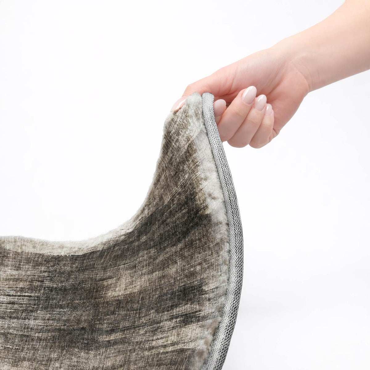 8' Gray And Black Abstract Shag Washable Round Rug With UV Protection - HomeRoots - Flyclothing LLC