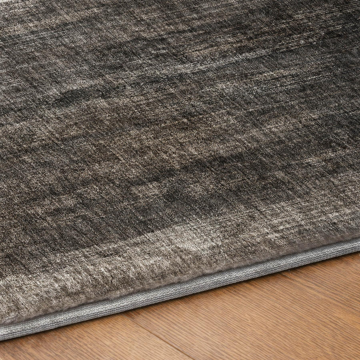 8' Gray And Black Abstract Shag Washable Round Rug With UV Protection - HomeRoots - Flyclothing LLC