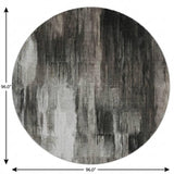8' Gray And Black Abstract Shag Washable Round Rug With UV Protection - HomeRoots - Flyclothing LLC