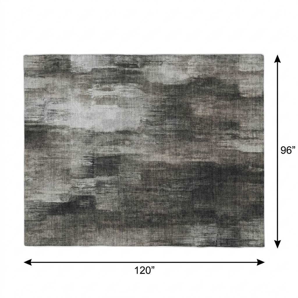 8' X 10' Gray And Black Abstract Shag Washable Area Rug With UV Protection - HomeRoots - Flyclothing LLC