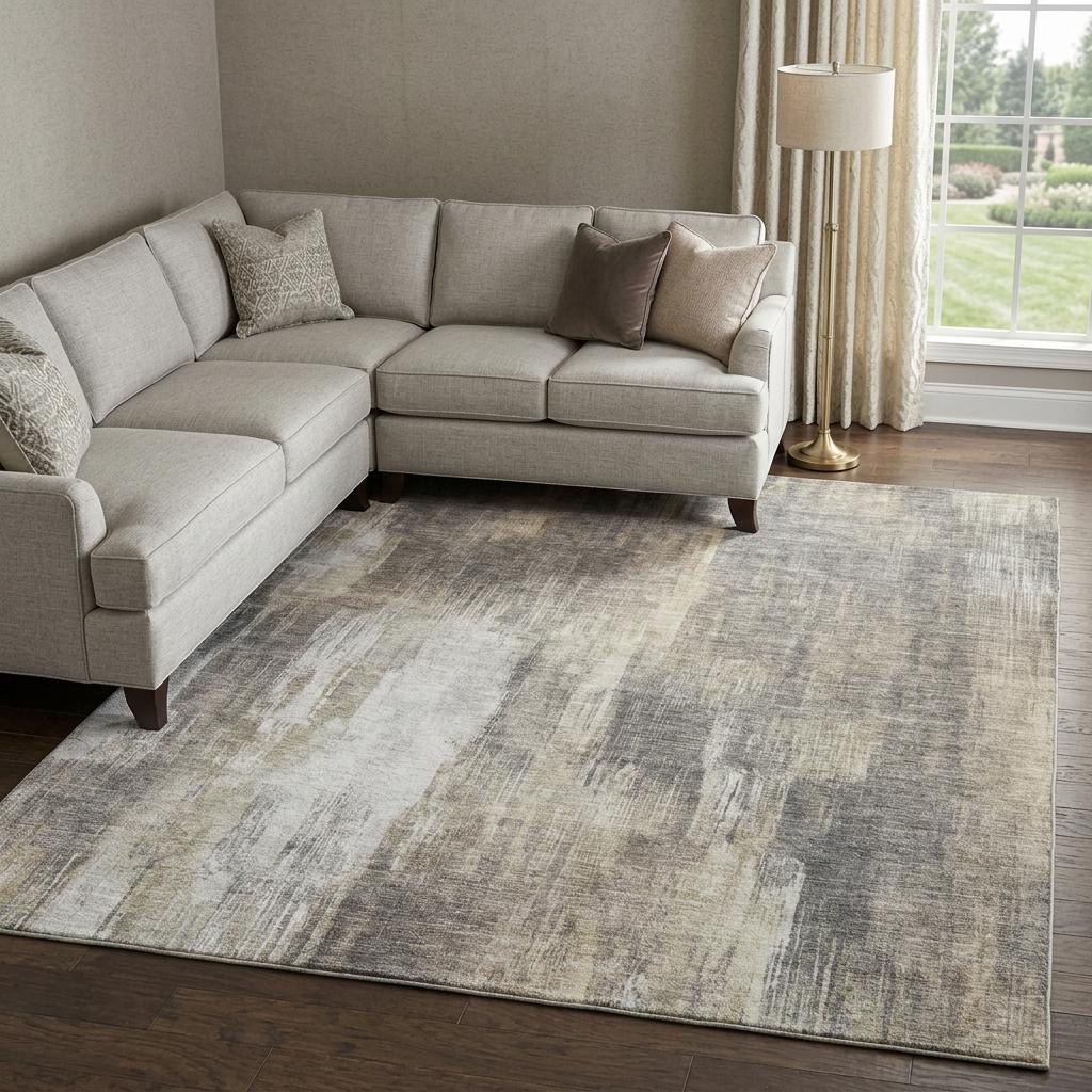 8' X 10' Taupe And Beige Abstract Shag Washable Area Rug With UV Protection - HomeRoots - Flyclothing LLC
