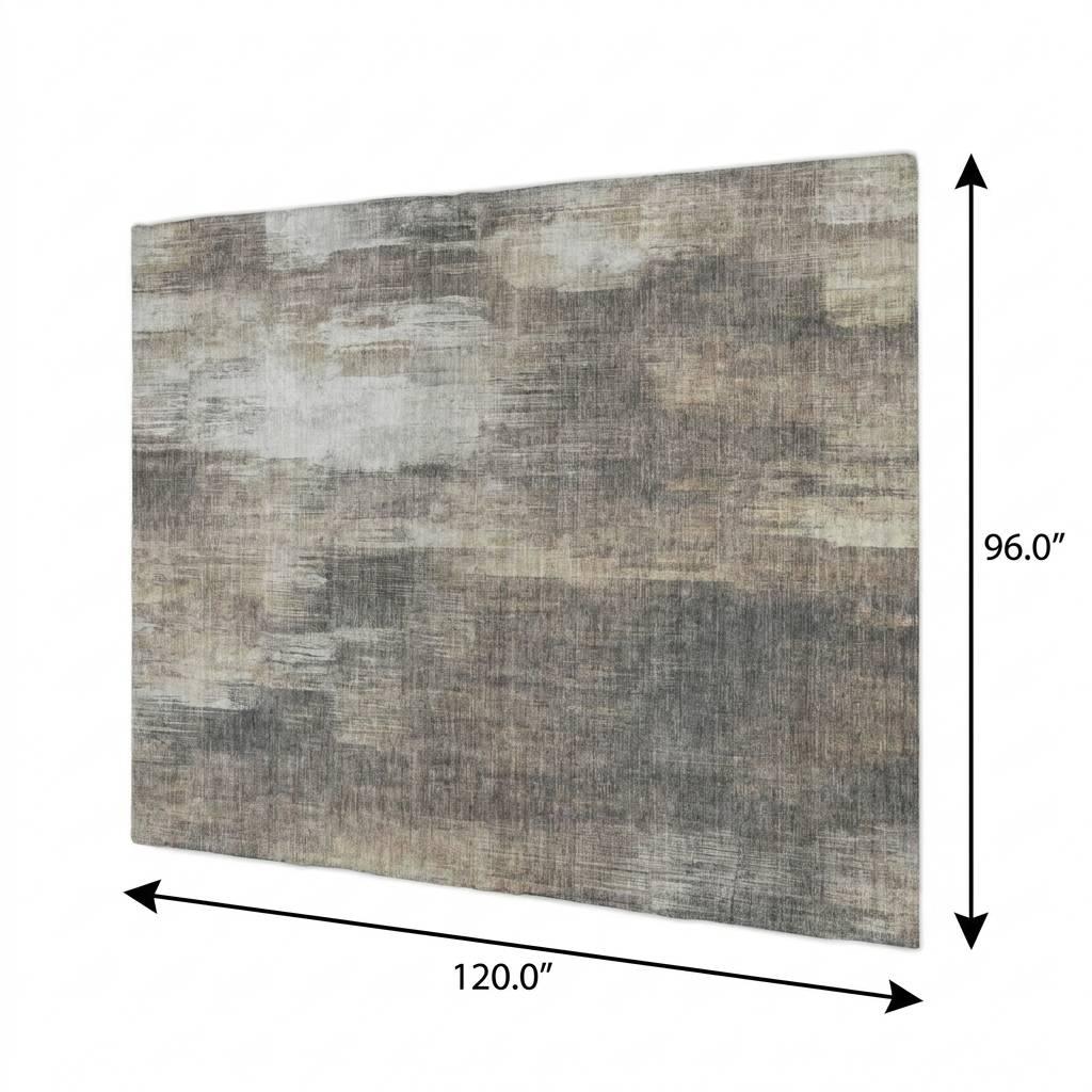 8' X 10' Taupe And Beige Abstract Shag Washable Area Rug With UV Protection - HomeRoots - Flyclothing LLC