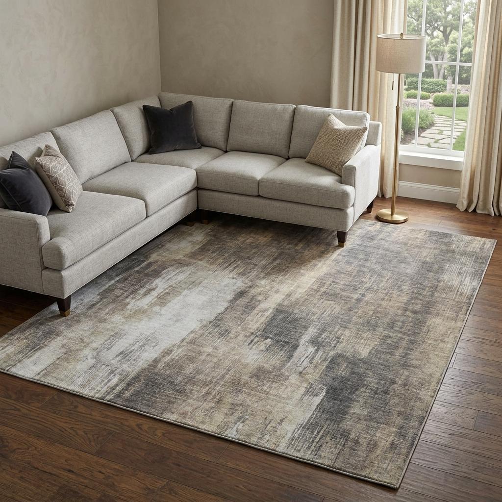 10' X 14' Taupe And Beige Abstract Shag Washable Area Rug With UV Protection - HomeRoots - Flyclothing LLC