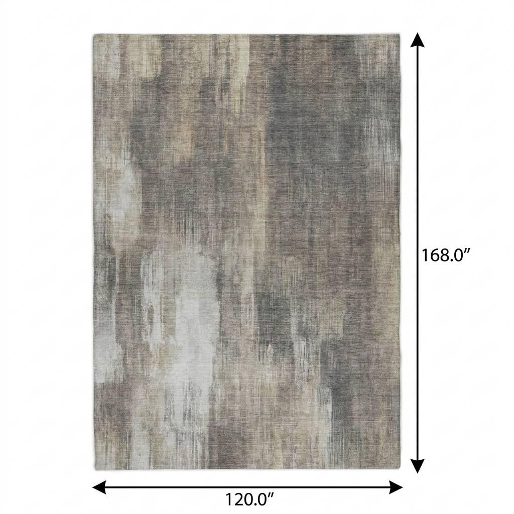 10' X 14' Taupe And Beige Abstract Shag Washable Area Rug With UV Protection - HomeRoots - Flyclothing LLC
