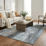 5' X 8' Teal And Ivory Abstract Shag Washable Area Rug With UV Protection - HomeRoots - Flyclothing LLC
