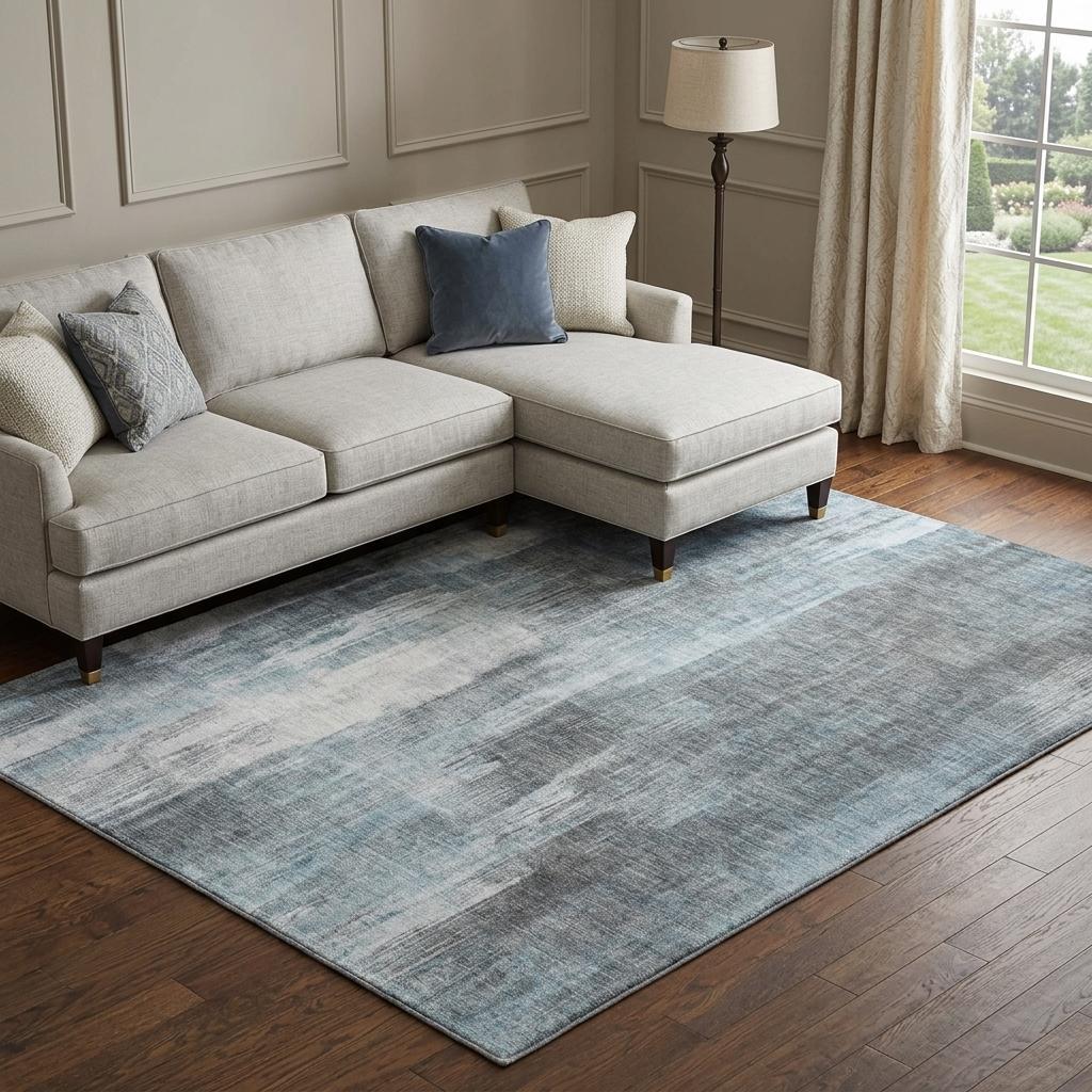 8' X 10' Teal And Ivory Abstract Shag Washable Area Rug With UV Protection - HomeRoots - Flyclothing LLC