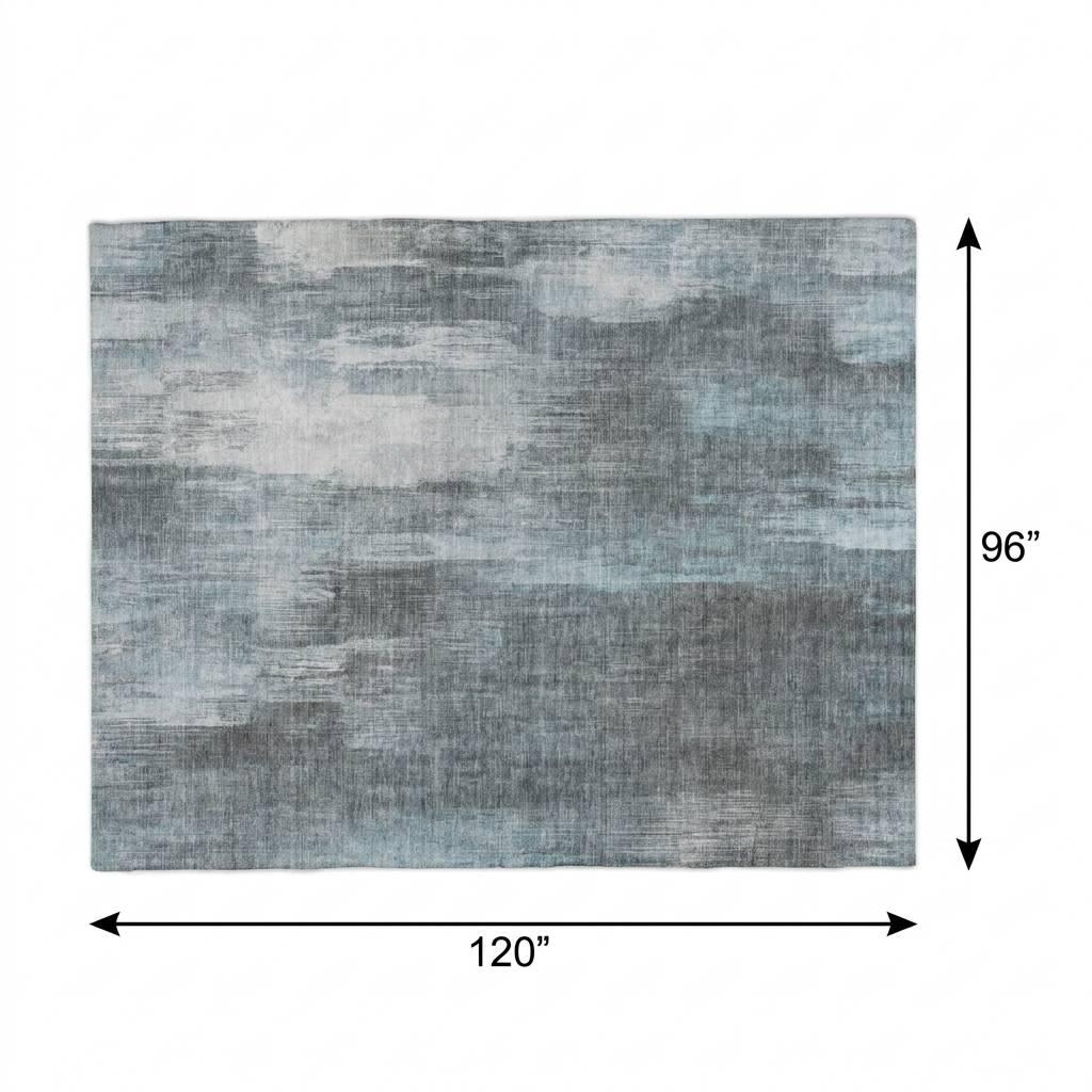 8' X 10' Teal And Ivory Abstract Shag Washable Area Rug With UV Protection - HomeRoots - Flyclothing LLC