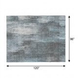 8' X 10' Teal And Ivory Abstract Shag Washable Area Rug With UV Protection - HomeRoots - Flyclothing LLC