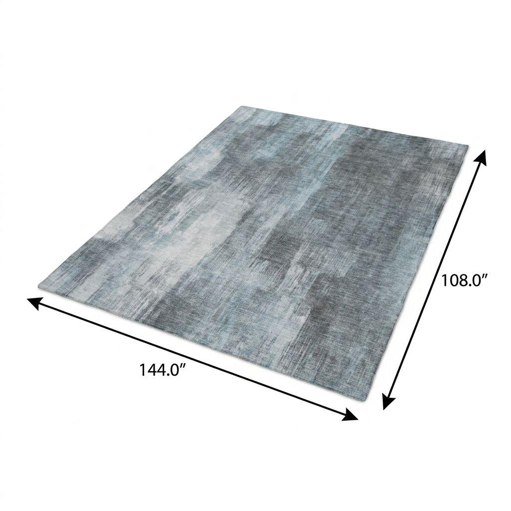 9' X 12' Teal And Ivory Abstract Shag Washable Area Rug With UV Protection - HomeRoots - Flyclothing LLC