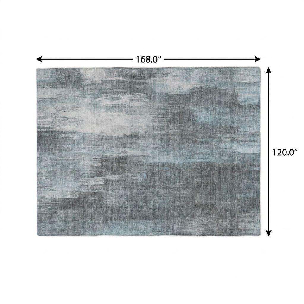 10' X 14' Teal And Ivory Abstract Shag Washable Area Rug With UV Protection - HomeRoots - Flyclothing LLC