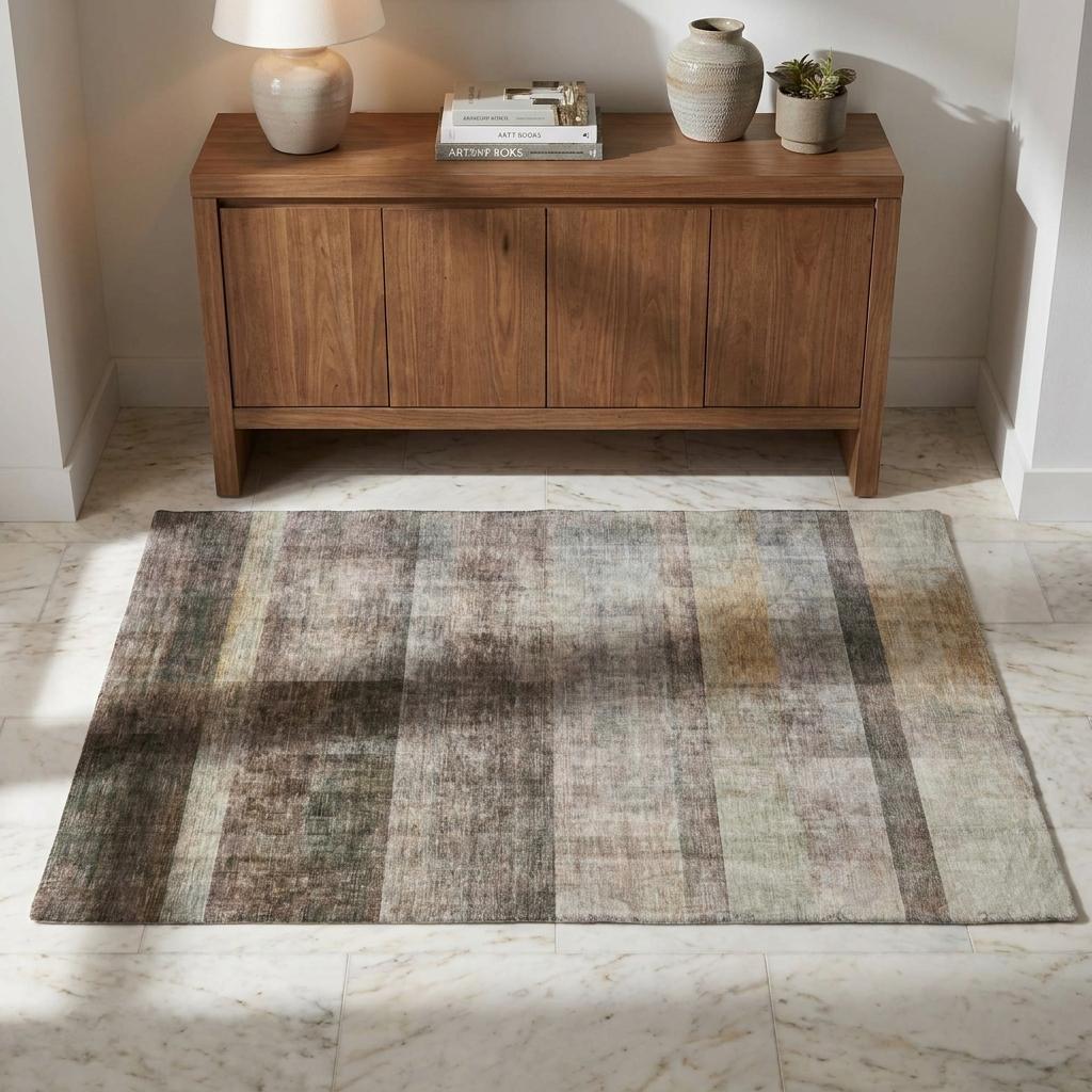 3' X 5' Brown And Gray Geometric Shag Washable Area Rug With UV Protection - HomeRoots - Flyclothing LLC