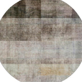 8' Brown And Gray Geometric Shag Washable Round Rug With UV Protection - HomeRoots - Flyclothing LLC