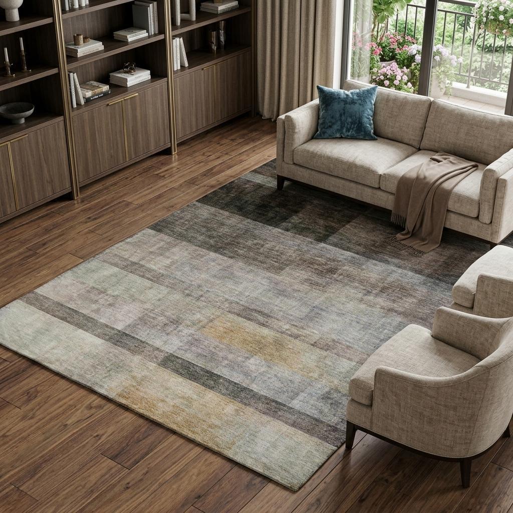 8' X 10' Brown And Gray Geometric Shag Washable Area Rug With UV Protection - HomeRoots - Flyclothing LLC