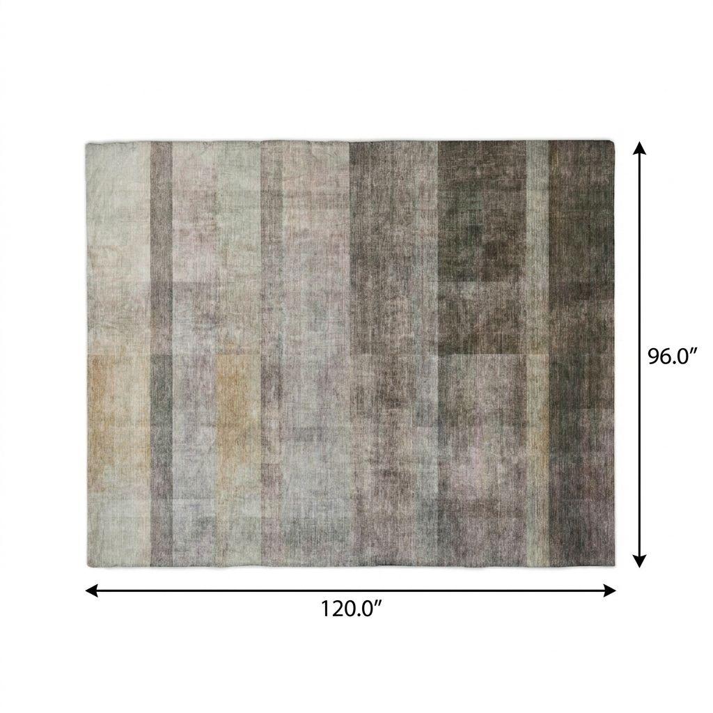 8' X 10' Brown And Gray Geometric Shag Washable Area Rug With UV Protection - HomeRoots - Flyclothing LLC