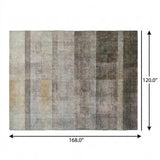 10' X 14' Brown And Gray Geometric Shag Washable Area Rug With UV Protection - HomeRoots - Flyclothing LLC
