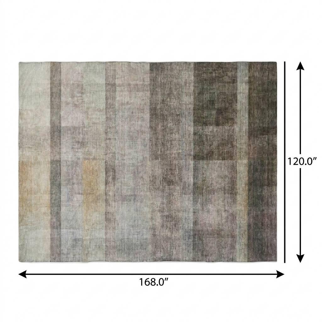 10' X 14' Brown And Gray Geometric Shag Washable Area Rug With UV Protection - HomeRoots - Flyclothing LLC