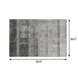 3' X 5' Gray And Silver Geometric Shag Washable Area Rug With UV Protection - HomeRoots - Flyclothing LLC