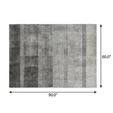 5' X 8' Gray And Silver Geometric Shag Washable Area Rug With UV Protection - HomeRoots - Flyclothing LLC
