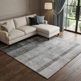 8' X 10' Gray And Silver Geometric Shag Washable Area Rug With UV Protection - HomeRoots - Flyclothing LLC