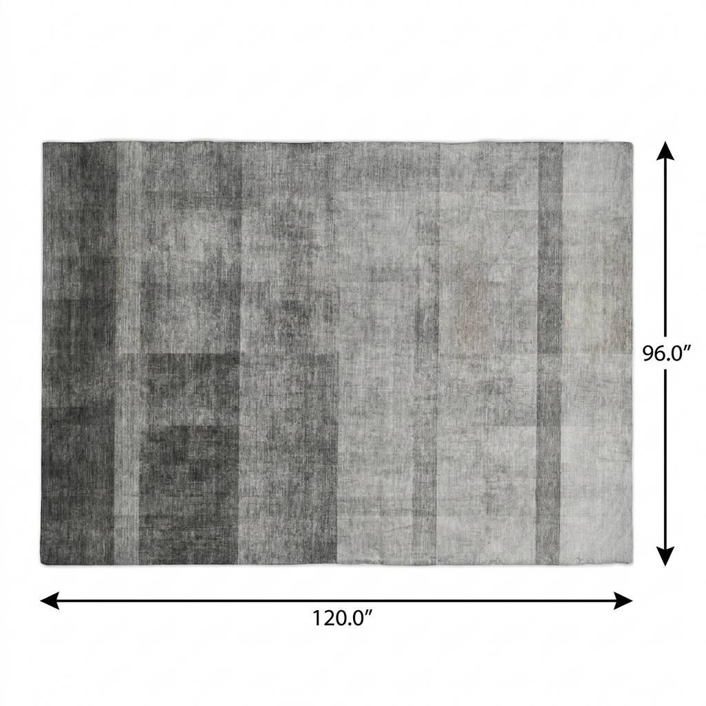 8' X 10' Gray And Silver Geometric Shag Washable Area Rug With UV Protection - HomeRoots - Flyclothing LLC