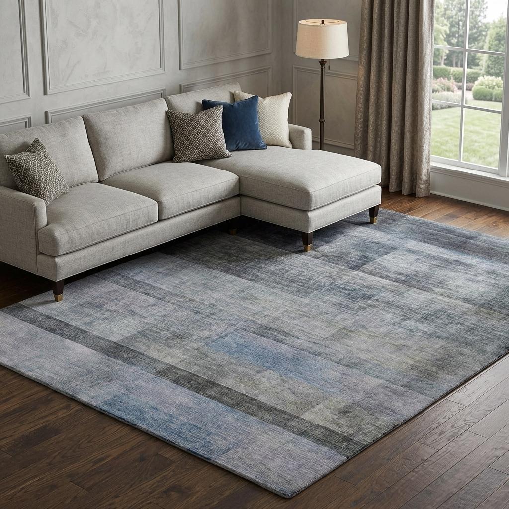 8' X 10' Navy Blue And Gray Geometric Shag Washable Area Rug With UV Protection - HomeRoots - Flyclothing LLC