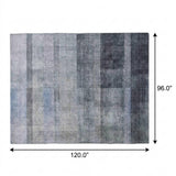 8' X 10' Navy Blue And Gray Geometric Shag Washable Area Rug With UV Protection - HomeRoots - Flyclothing LLC