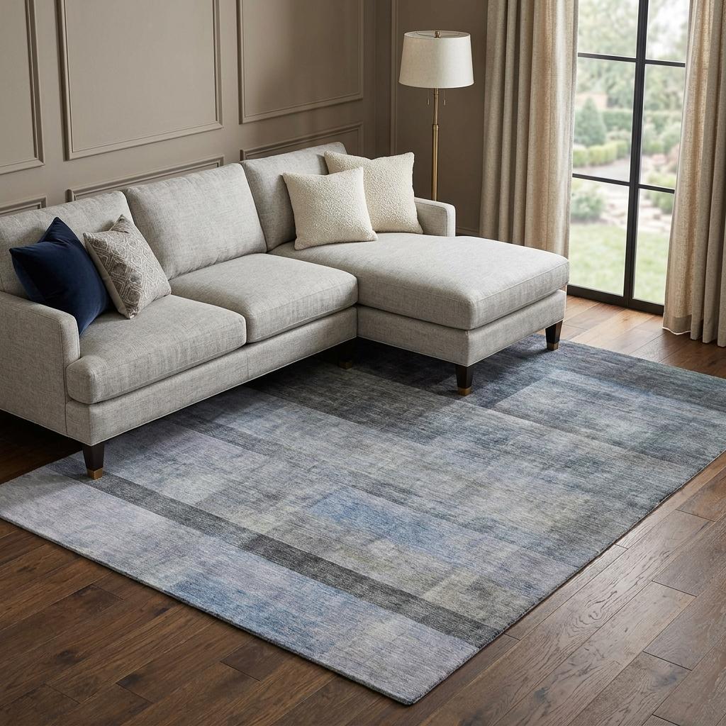 9' X 12' Navy Blue And Gray Geometric Shag Washable Area Rug With UV Protection - HomeRoots - Flyclothing LLC