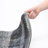 9' X 12' Navy Blue And Gray Geometric Shag Washable Area Rug With UV Protection - HomeRoots - Flyclothing LLC