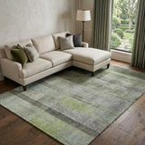 8' X 10' Olive Green And Gray Geometric Shag Washable Area Rug With UV Protection - HomeRoots - Flyclothing LLC