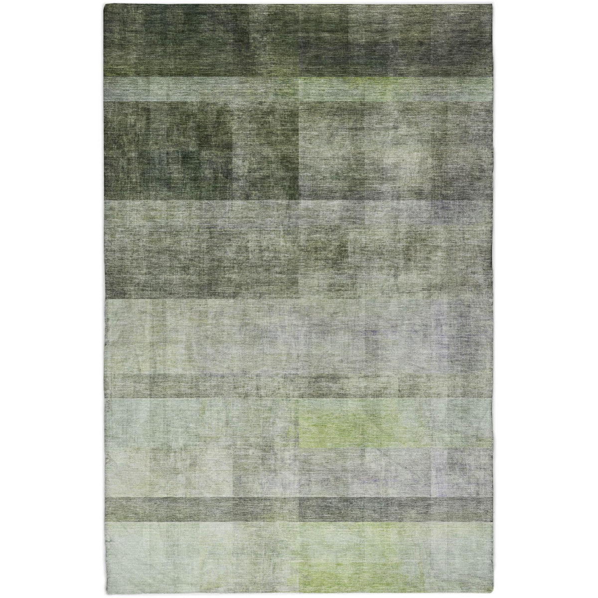 8' X 10' Olive Green And Gray Geometric Shag Washable Area Rug With UV Protection - HomeRoots - Flyclothing LLC