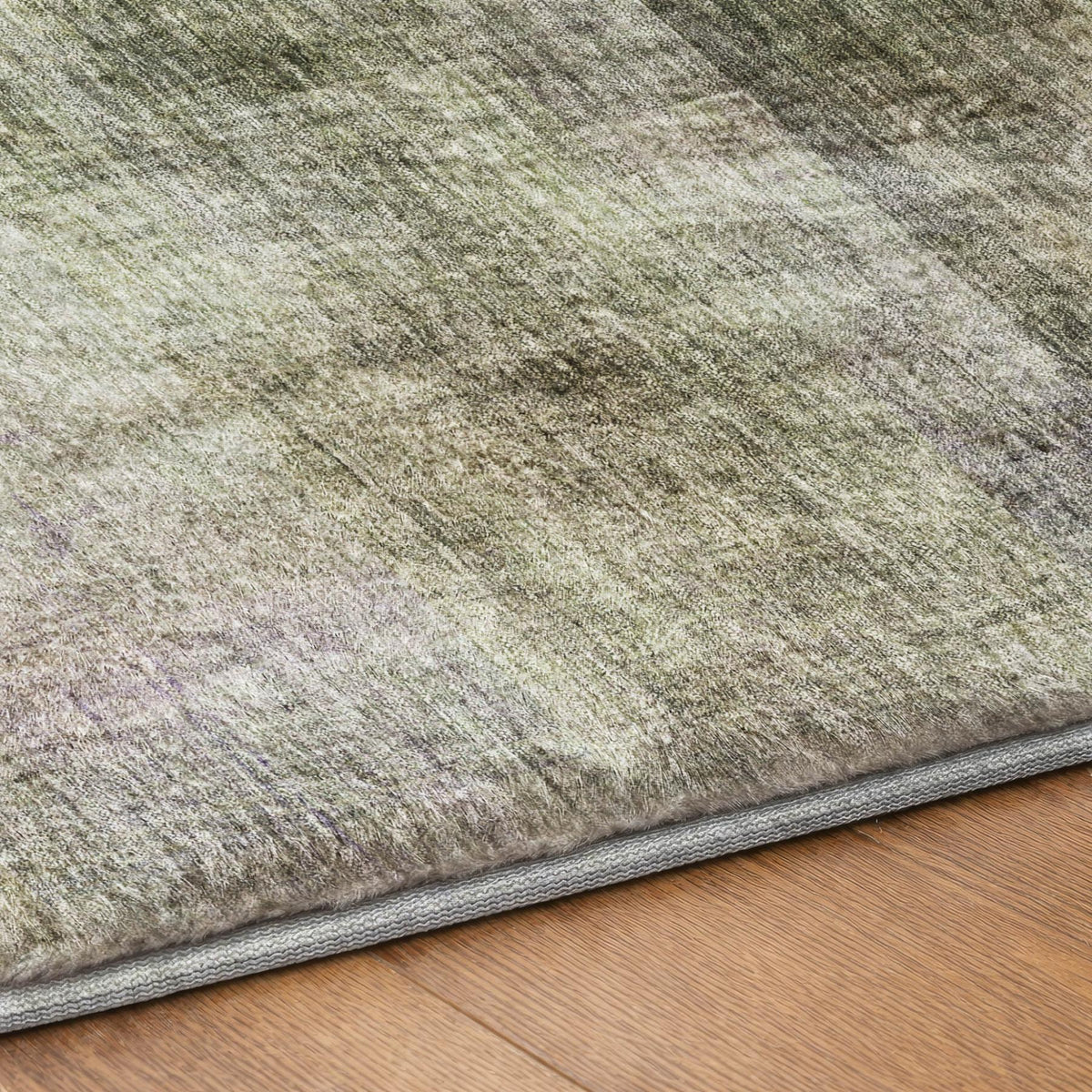 8' X 10' Olive Green And Gray Geometric Shag Washable Area Rug With UV Protection - HomeRoots - Flyclothing LLC