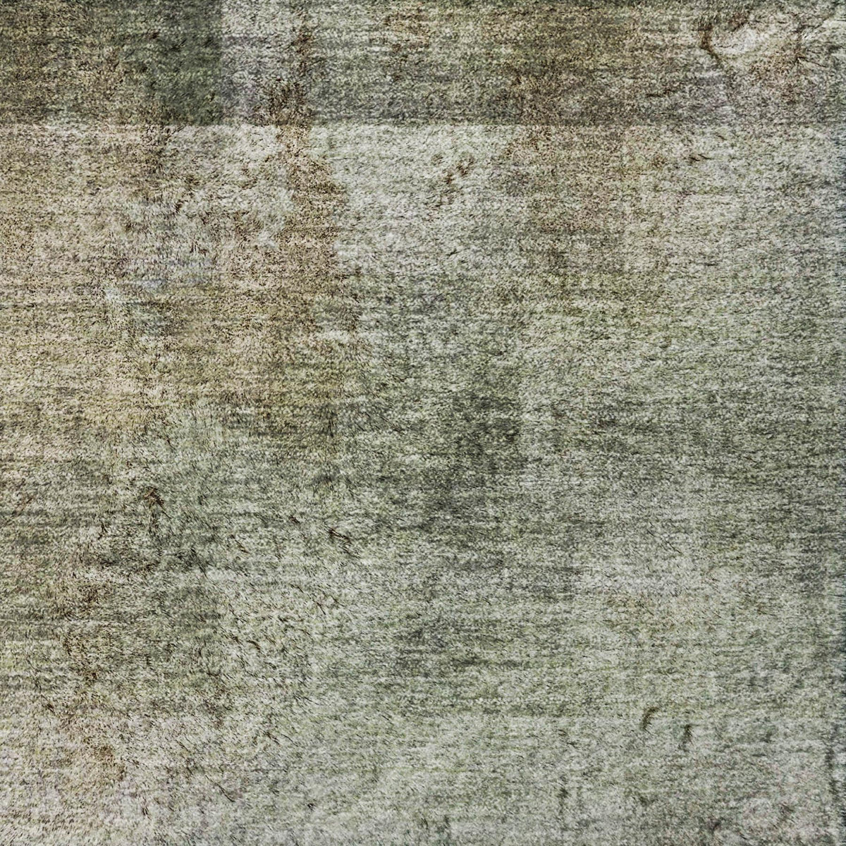 9' X 12' Olive Green And Gray Geometric Shag Washable Area Rug With UV Protection - HomeRoots - Flyclothing LLC