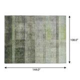 9' X 12' Olive Green And Gray Geometric Shag Washable Area Rug With UV Protection - HomeRoots - Flyclothing LLC