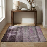 3' X 5' Purple And Gray Geometric Shag Washable Area Rug With UV Protection - HomeRoots - Flyclothing LLC