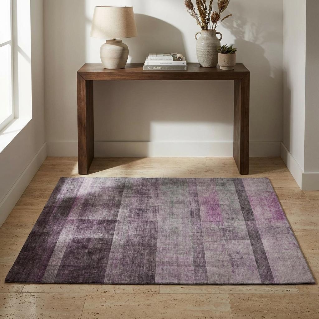 3' X 5' Purple And Gray Geometric Shag Washable Area Rug With UV Protection - HomeRoots - Flyclothing LLC