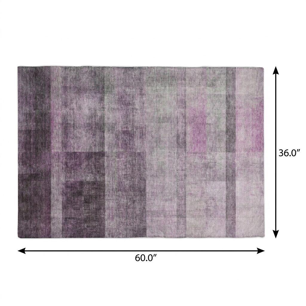 3' X 5' Purple And Gray Geometric Shag Washable Area Rug With UV Protection - HomeRoots - Flyclothing LLC