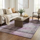 5' X 8' Purple And Gray Geometric Shag Washable Area Rug With UV Protection - HomeRoots - Flyclothing LLC