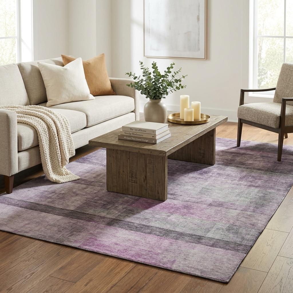 5' X 8' Purple And Gray Geometric Shag Washable Area Rug With UV Protection - HomeRoots - Flyclothing LLC
