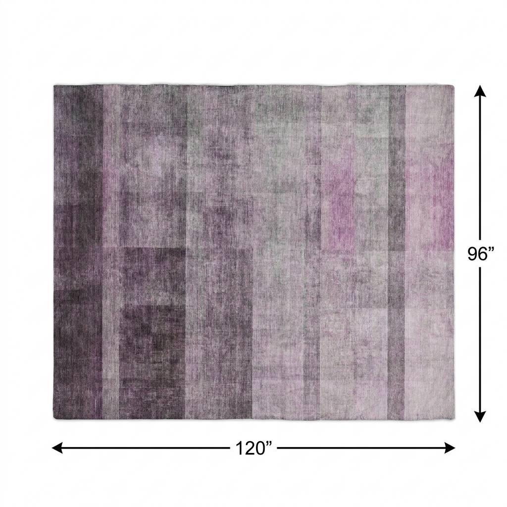 8' X 10' Purple And Gray Geometric Shag Washable Area Rug With UV Protection - HomeRoots - Flyclothing LLC