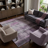 9' X 12' Purple And Gray Geometric Shag Washable Area Rug With UV Protection - HomeRoots - Flyclothing LLC