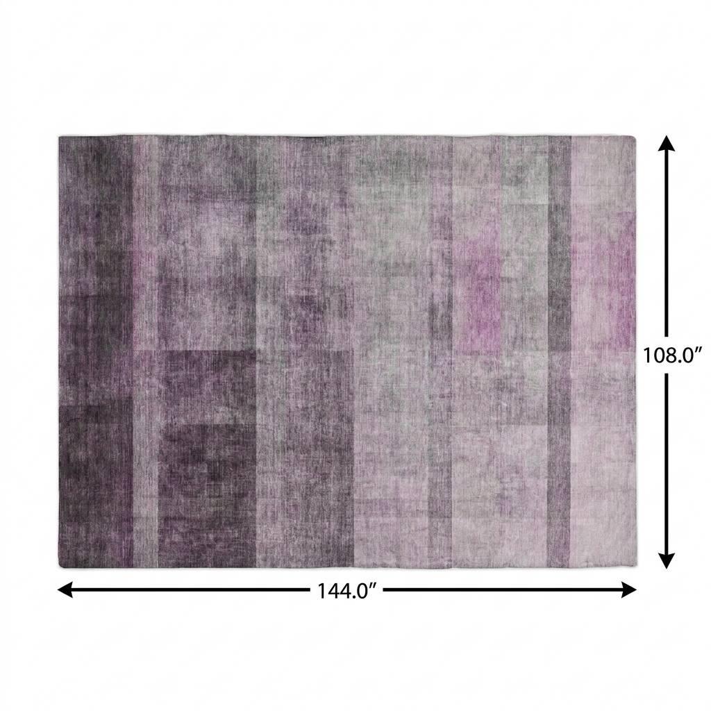 9' X 12' Purple And Gray Geometric Shag Washable Area Rug With UV Protection - HomeRoots - Flyclothing LLC