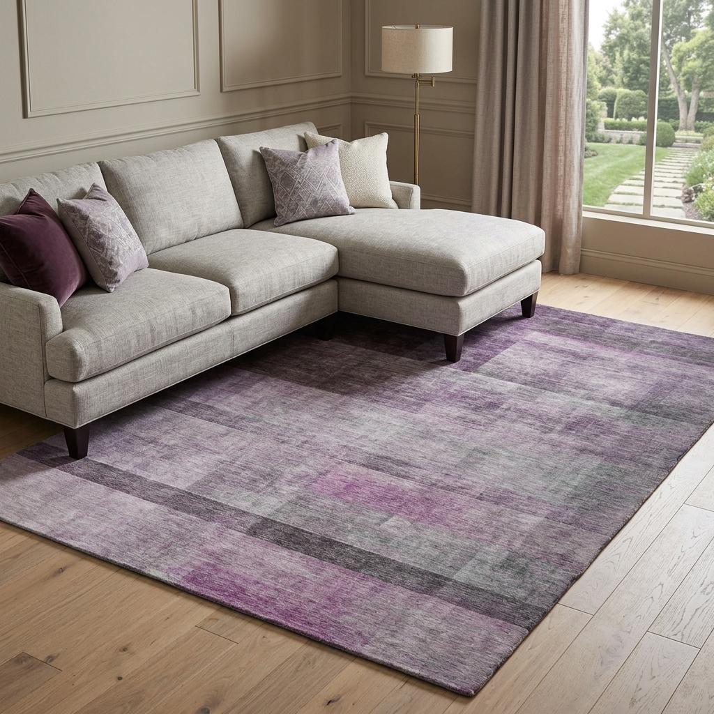 10' X 14' Purple And Gray Geometric Shag Washable Area Rug With UV Protection - HomeRoots - Flyclothing LLC